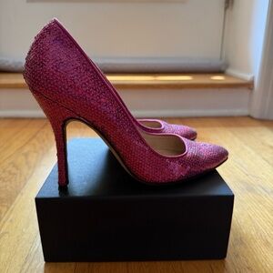 Manolo Blahnik Pink Sequin Heels